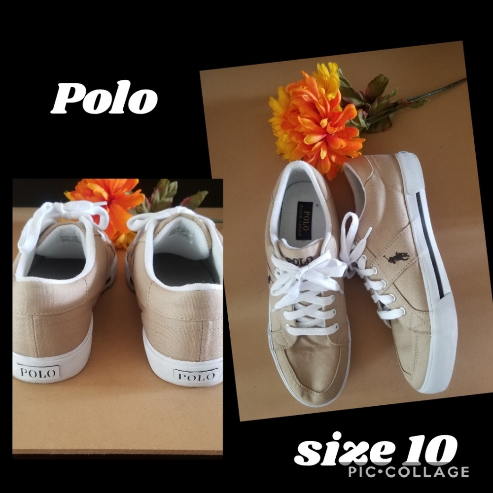 Polo tan canvas sneakers size 10D